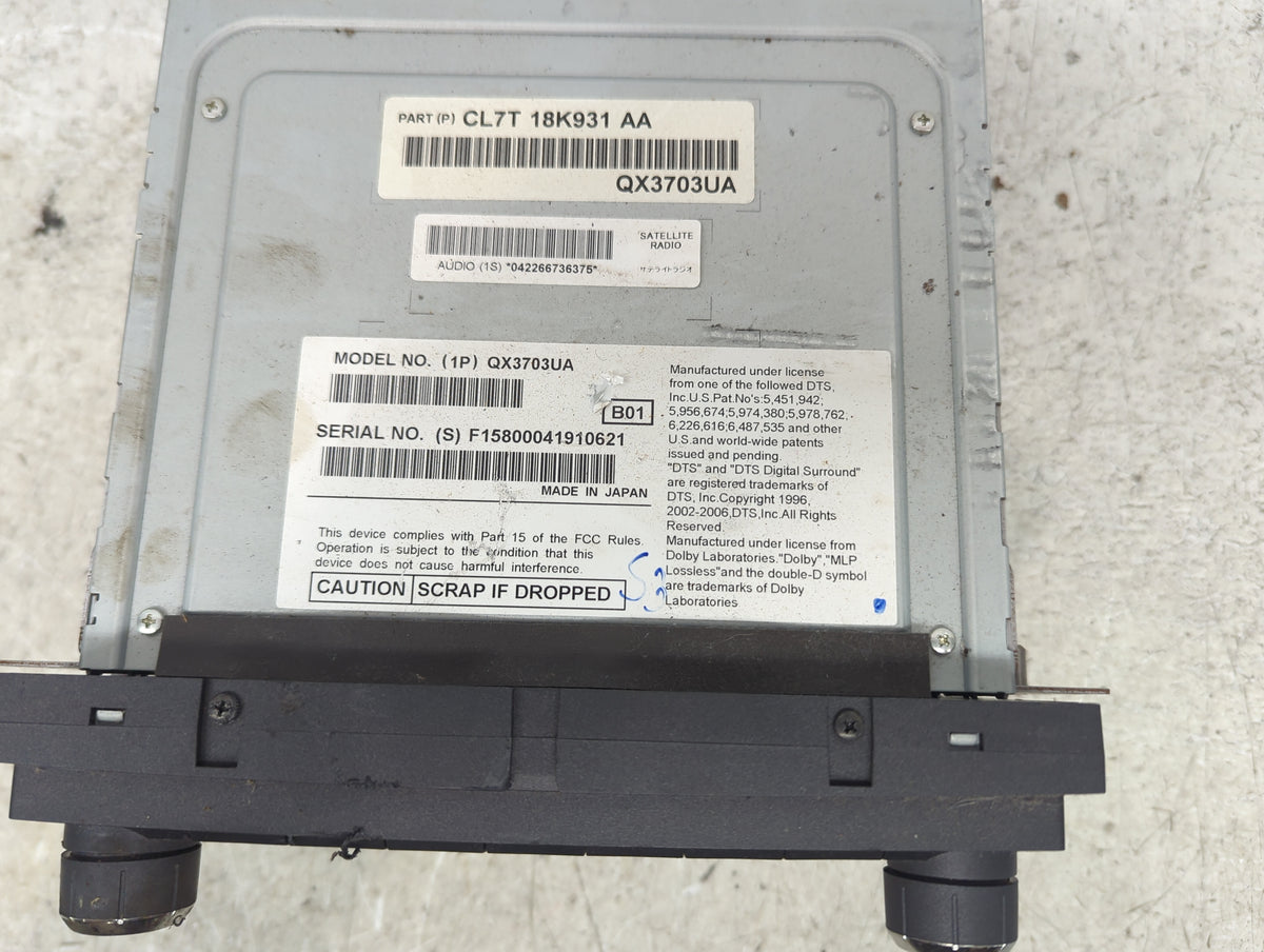 2012 Lincoln Navigator Radio AM FM Cd Player Receiver Replacement P/N:CL7T 18K931 AA QX3703UA Fits OEM Used Auto Parts - Oem
