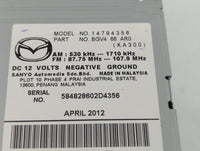 2012 Mazda 3 Radio AM FM Cd Player Receiver Replacement P/N:BGV4 66 AR0 Fits OEM Used Auto Parts - Oemusedautoparts1.com