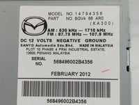 2012-2013 Mazda 3 Radio AM FM Cd Player Receiver Replacement P/N:BGV4 66 AR0 Fits Fits 2012 2013 OEM Used Auto Parts - Oemus