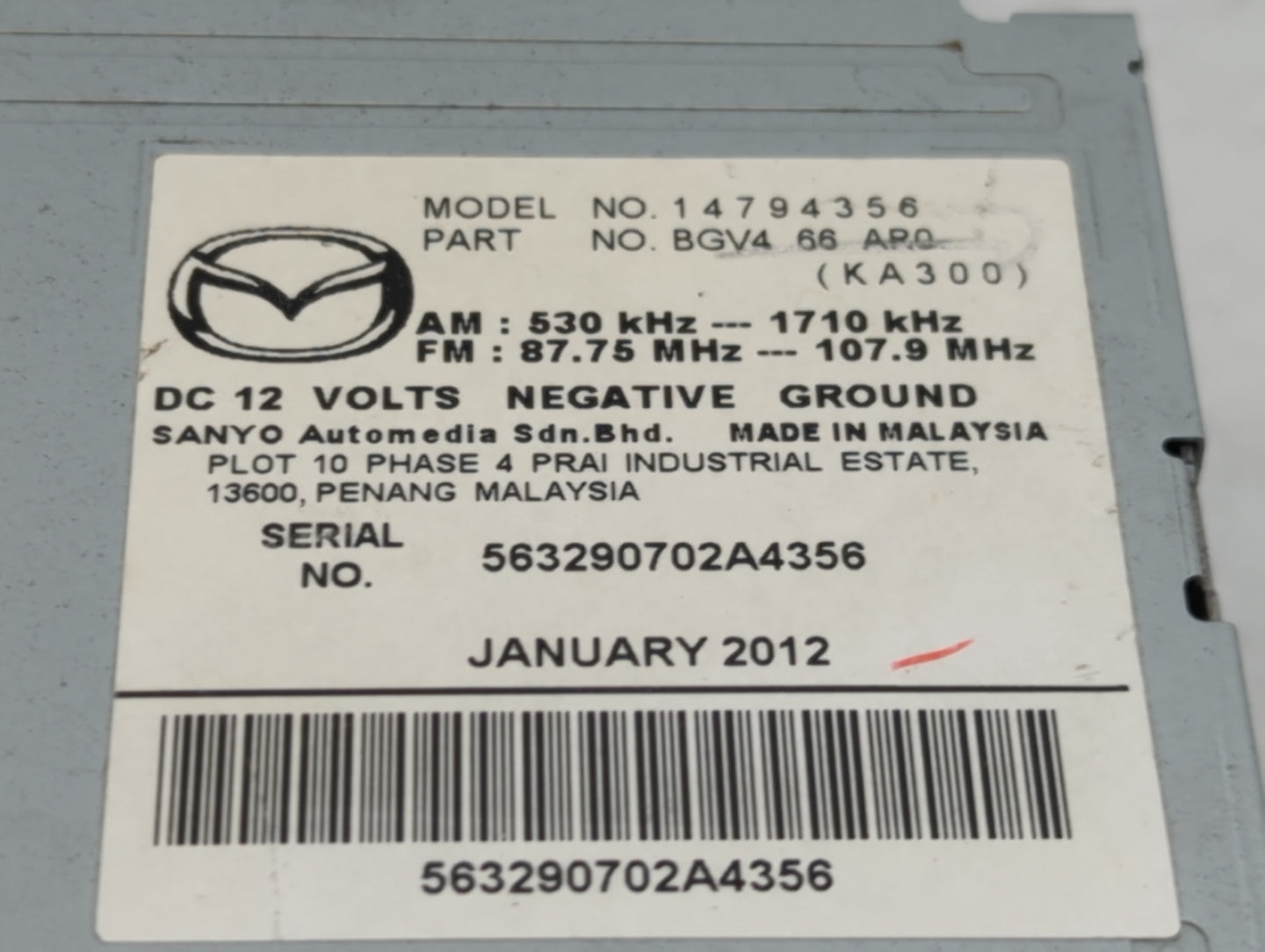 2012-2013 Mazda 3 Radio Cd Changer Bgv4 66 Ap0 - Oemusedautoparts1.com