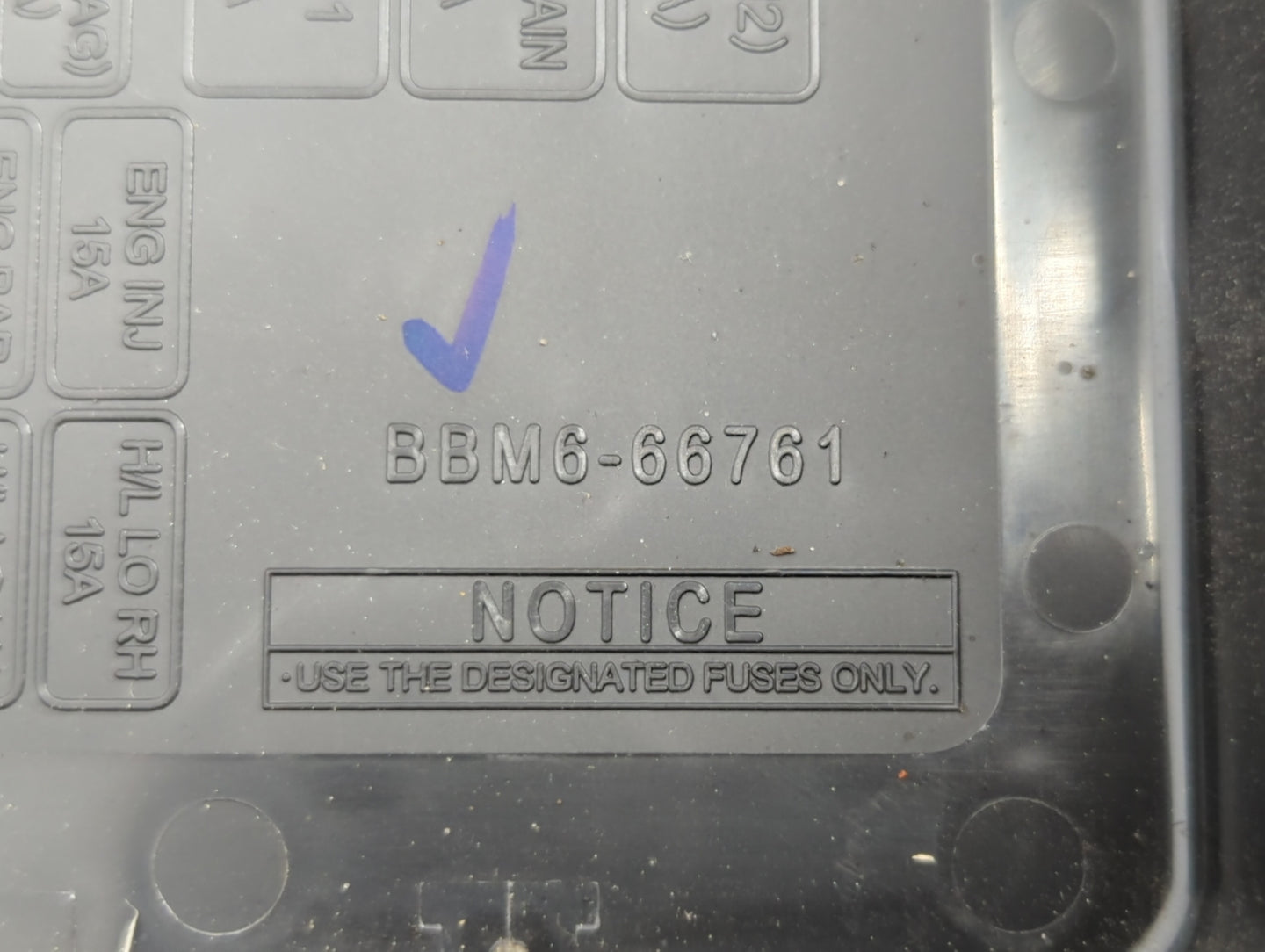 2012 Mazda 3 Fusebox Fuse Box Panel Relay Module P/N:BBM6-66761 Fits OEM Used Auto Parts - Oemusedautoparts1.com