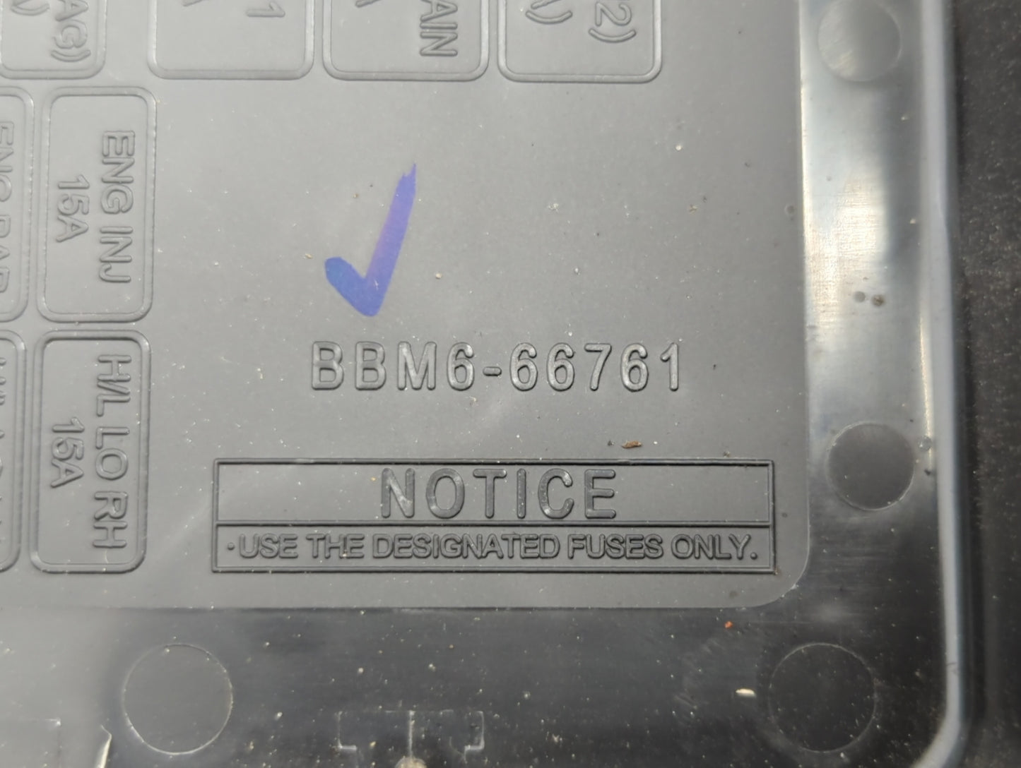 2012 Mazda 3 Fusebox Fuse Box Panel Relay Module P/N:BBM6-66761 Fits OEM Used Auto Parts - Oemusedautoparts1.com