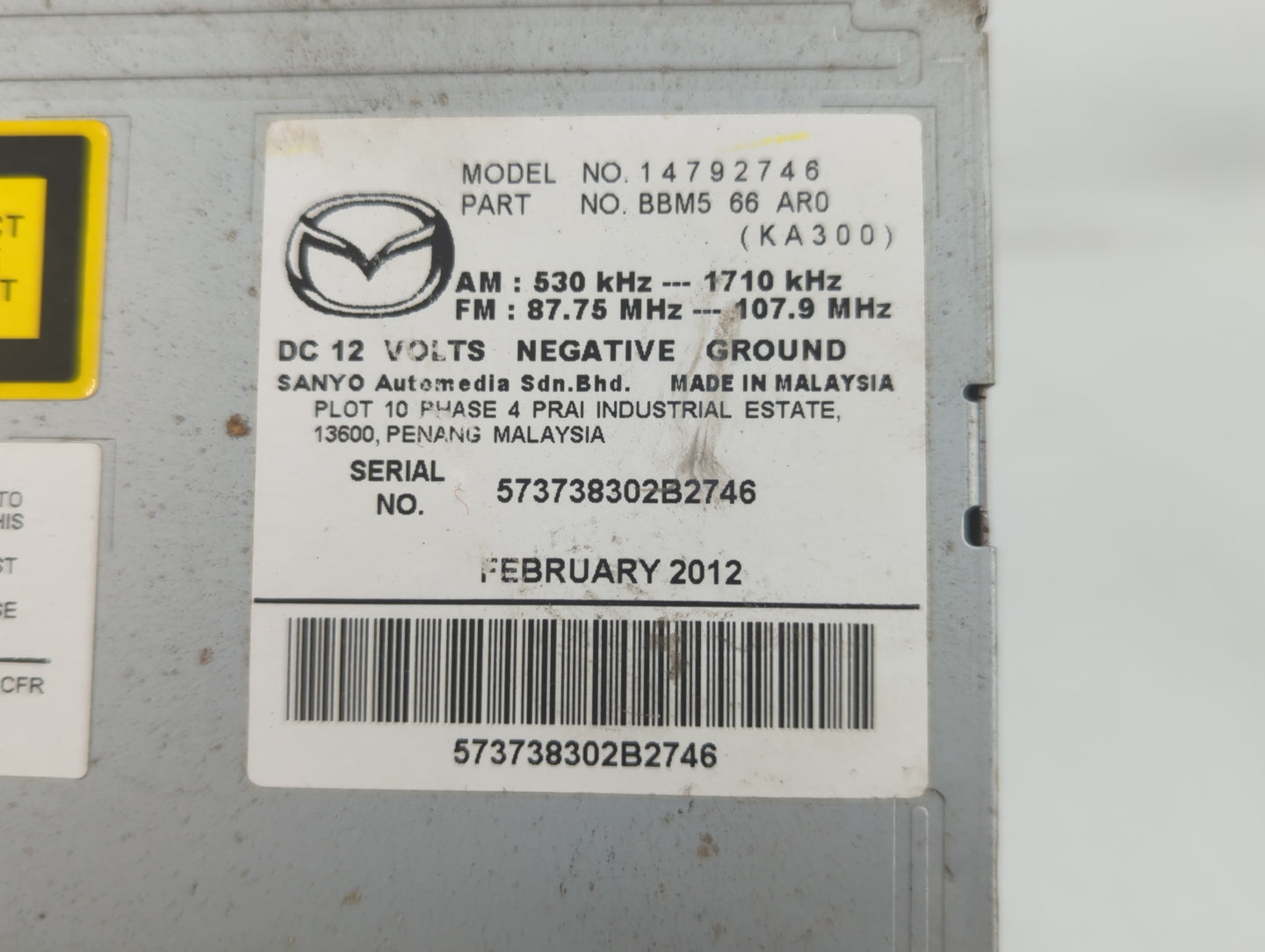 2010-2013 Mazda 3 Am Fm Cd Player Radio Receiver - Oemusedautoparts1.com