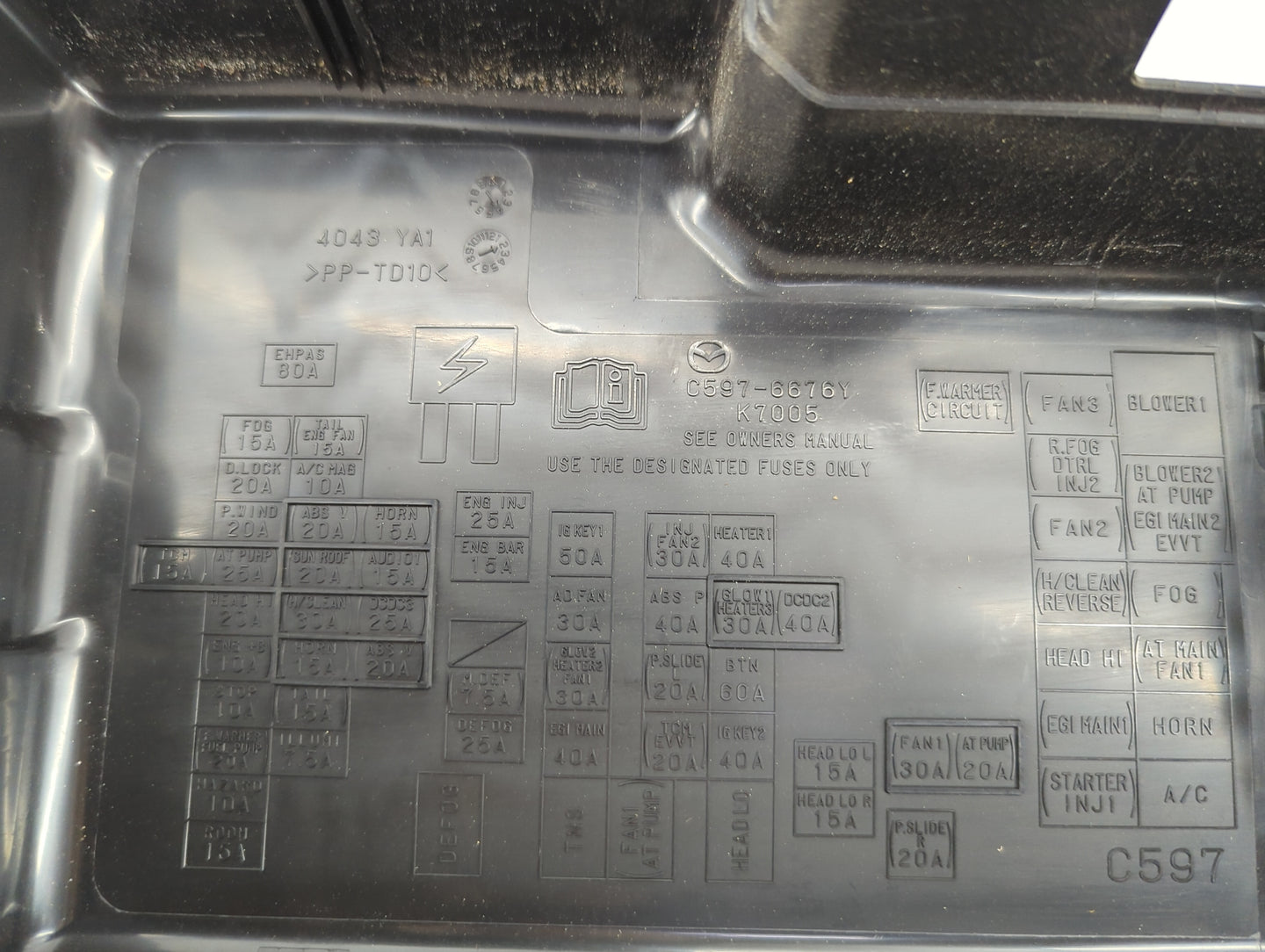 2012-2017 Mazda 5 Fusebox Fuse Box Panel Relay Module P/N:C597-6676Y Fits Fits 2012 2013 2014 2015 2016 2017 OEM Used Auto P