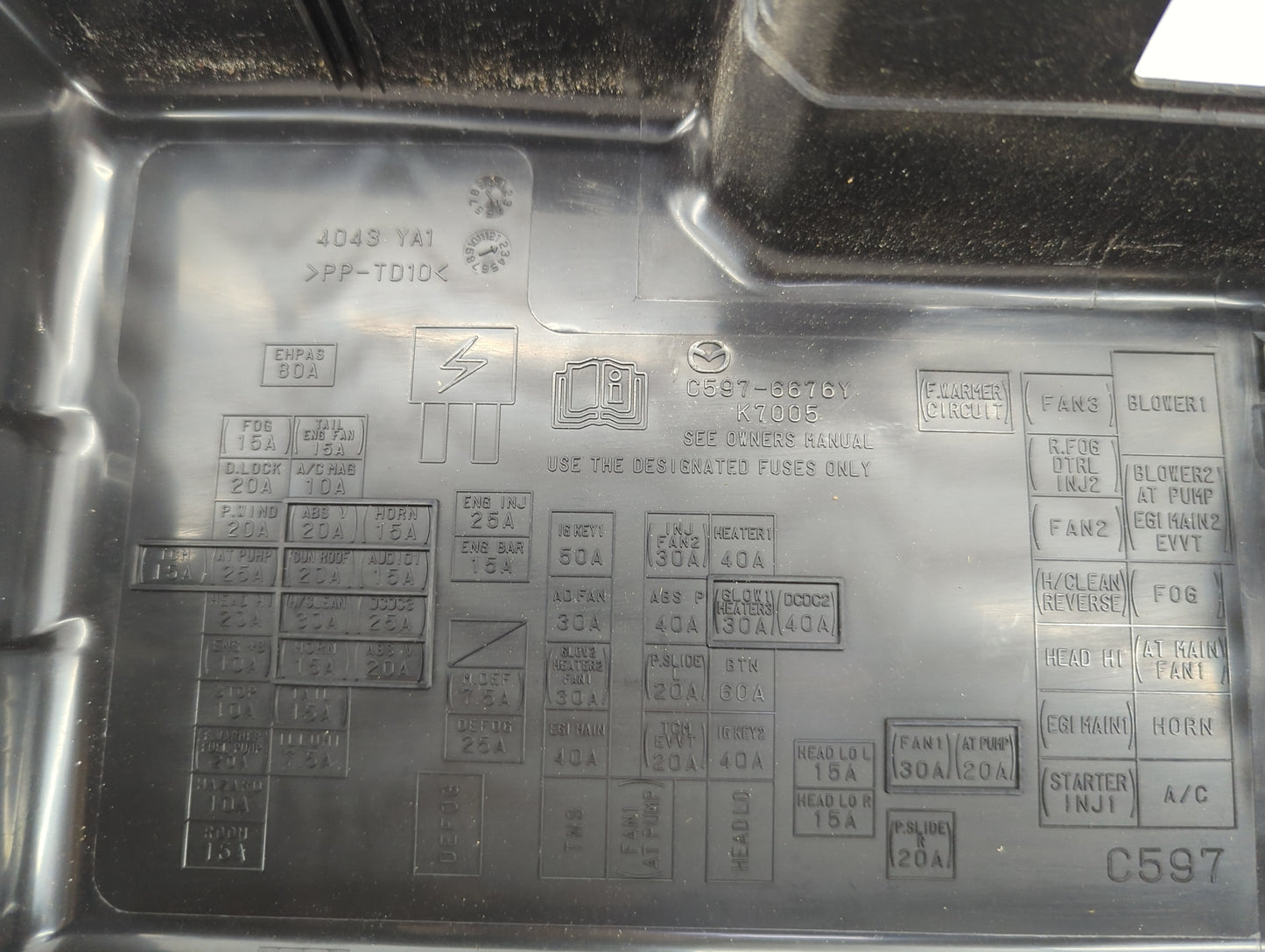 2012-2017 Mazda 5 Fusebox Fuse Box Panel Relay Module P/N:C597-6676Y Fits Fits 2012 2013 2014 2015 2016 2017 OEM Used Auto P