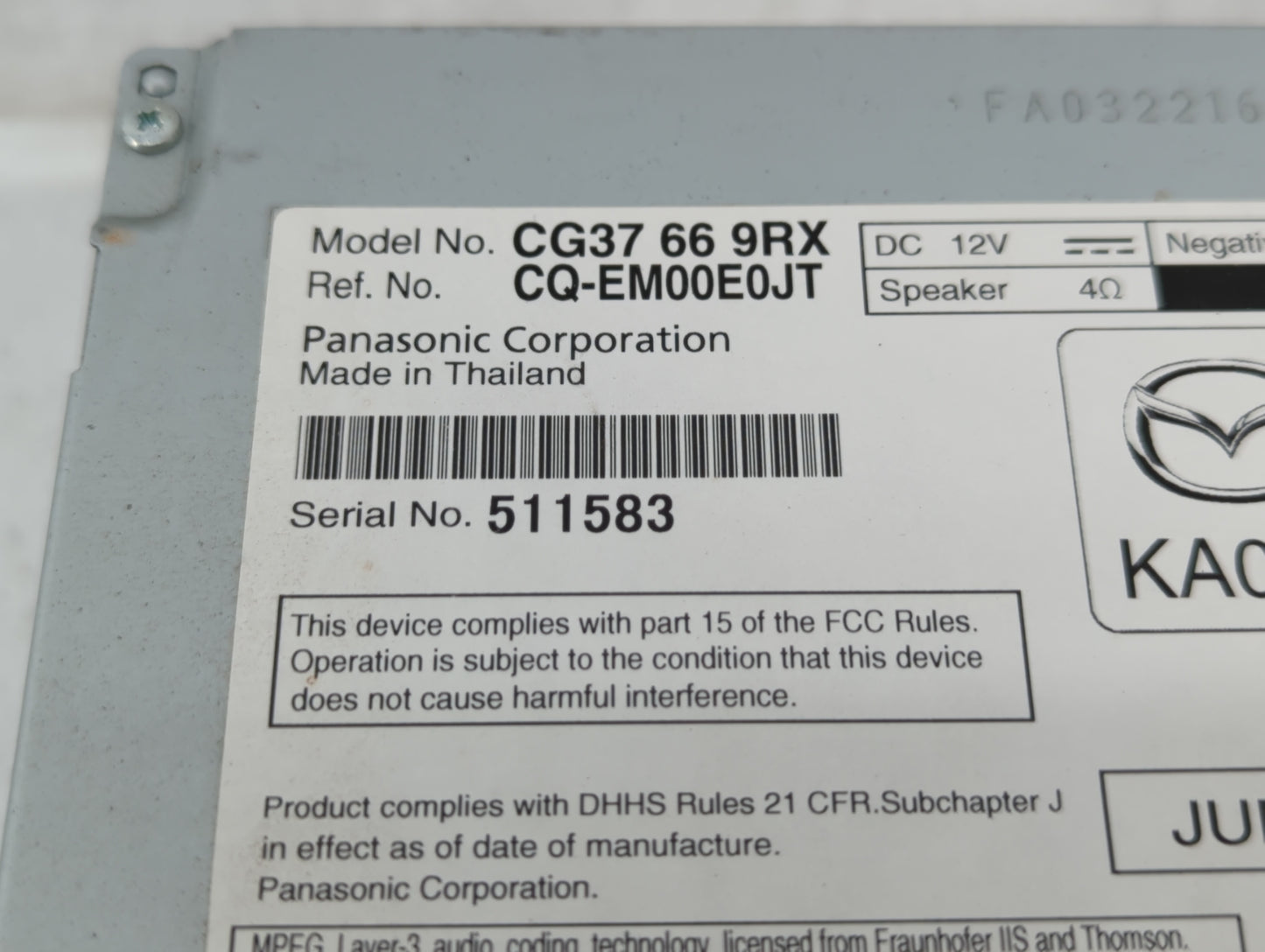 2012-2012 Mazda 5 Am Fm Cd Player Radio Receiver - Oemusedautoparts1.com