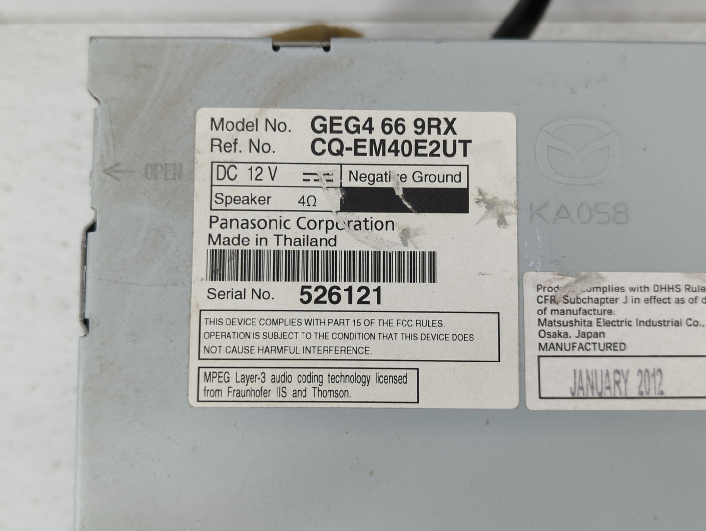 2011-2013 Mazda 6 Am Fm Cd Player Radio Receiver - Oemusedautoparts1.com
