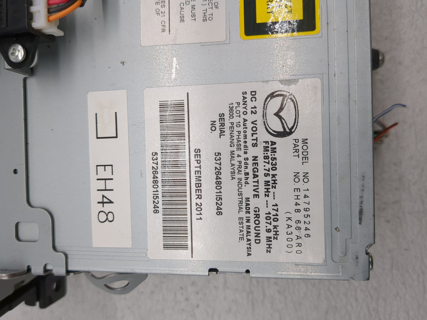 2010-2012 Mazda Cx-7 Radio AM FM Cd Player Receiver Replacement P/N:EH48 66 AR0 Fits Fits 2010 2011 2012 OEM Used Auto Parts