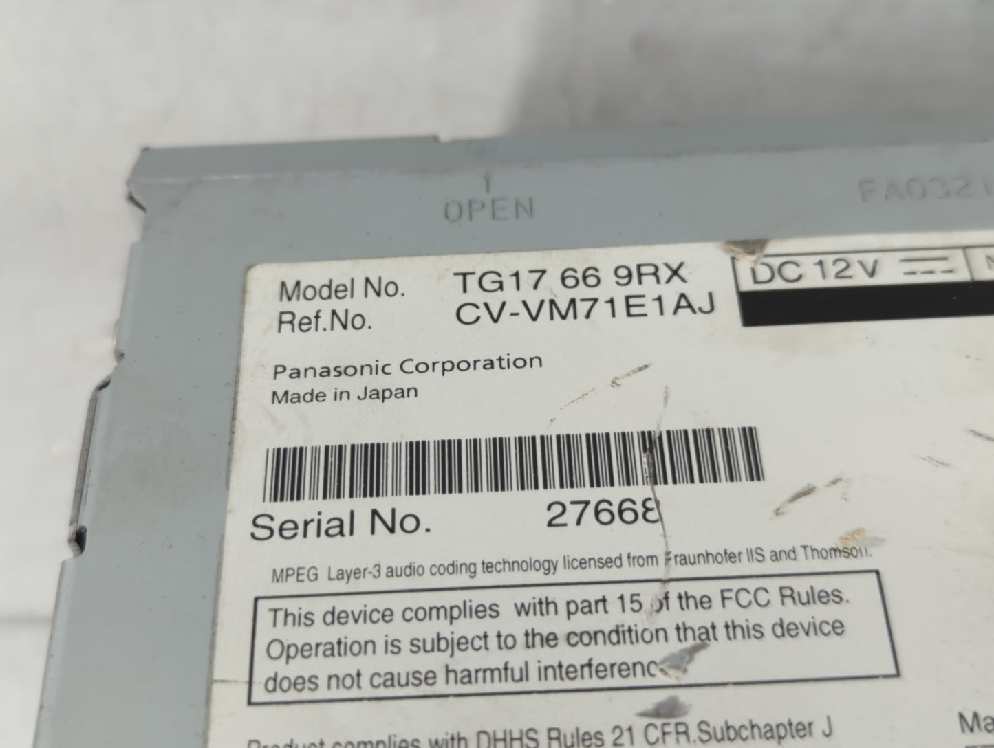 2011-2012 Mazda Cx-9 Radio AM FM Cd Player Receiver Replacement P/N:TG17 66 9RX Fits Fits 2011 2012 OEM Used Auto Parts - Oe