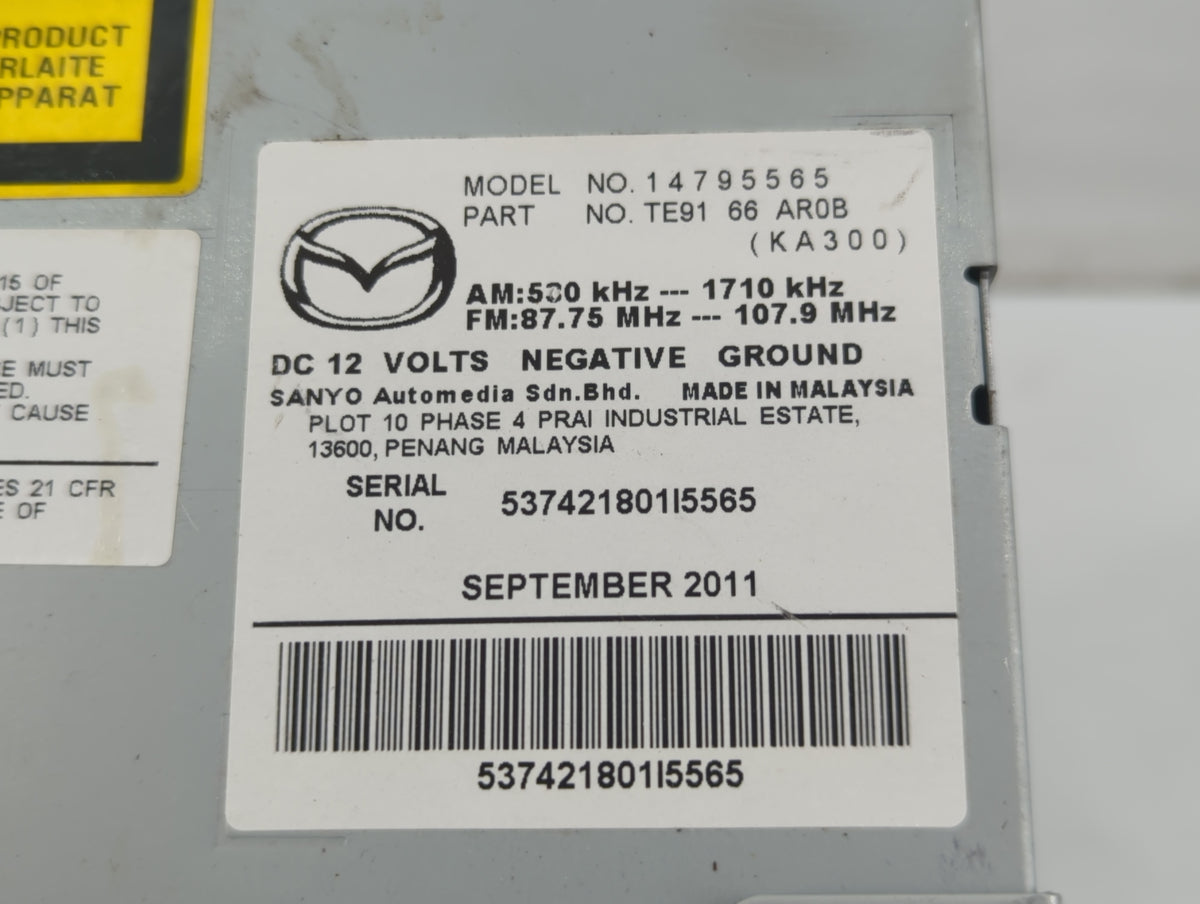 2009-2012 Mazda Cx-9 Radio AM FM Cd Player Receiver Replacement P/N:TE91 66 AR0B Fits 2009 2011 2012 OEM Used Auto Parts - O
