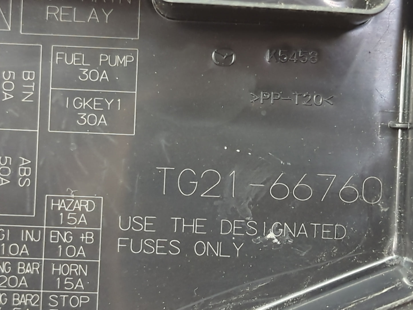 2010-2012 Mazda Cx-9 Fusebox Fuse Box Panel Relay Module P/N:TG21-66760 Fits Fits 2010 2011 2012 OEM Used Auto Parts - Oemus