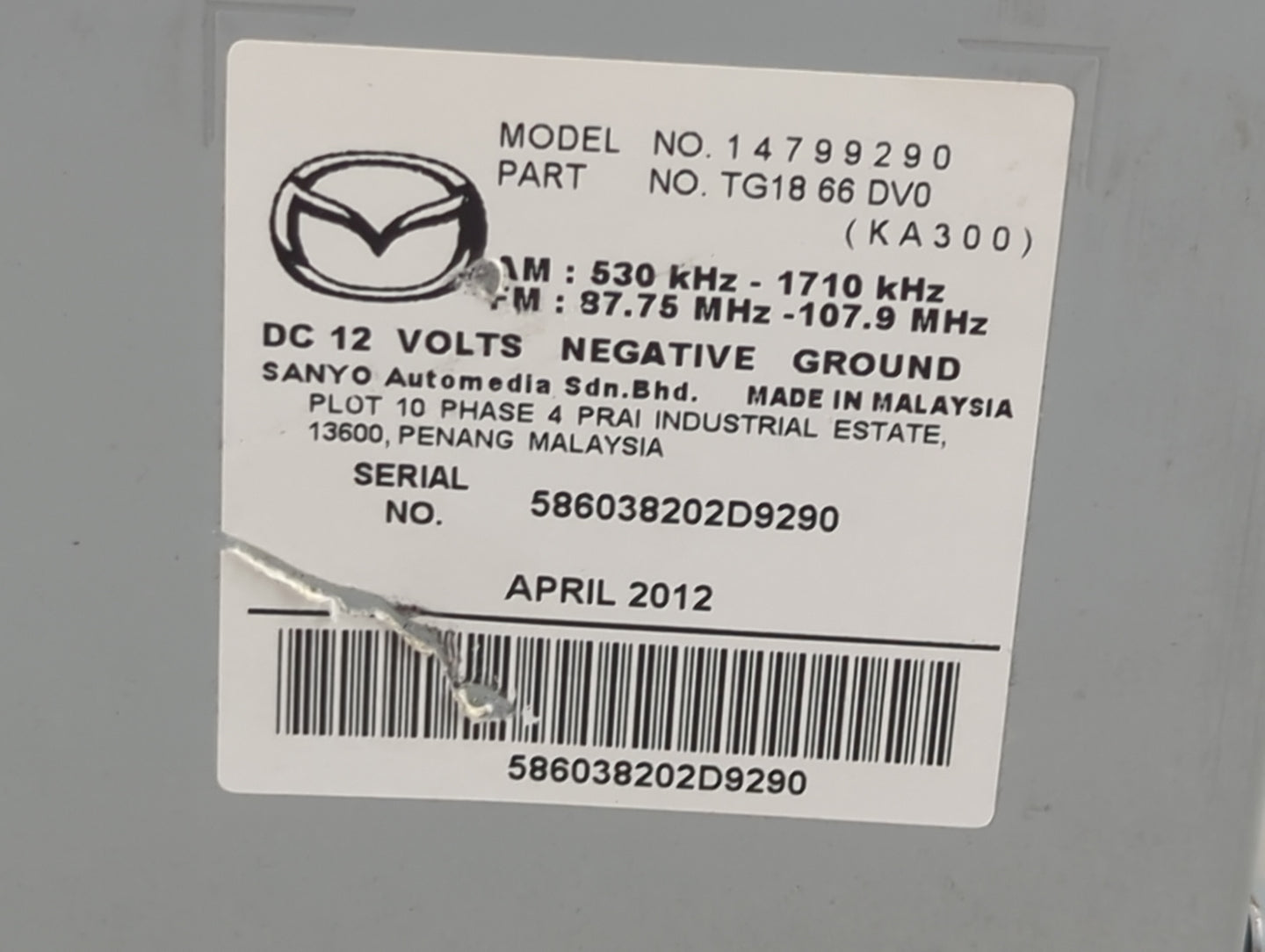 2012 Mazda Cx-9 Information Display Screen 1466089 - Oemusedautoparts1.com