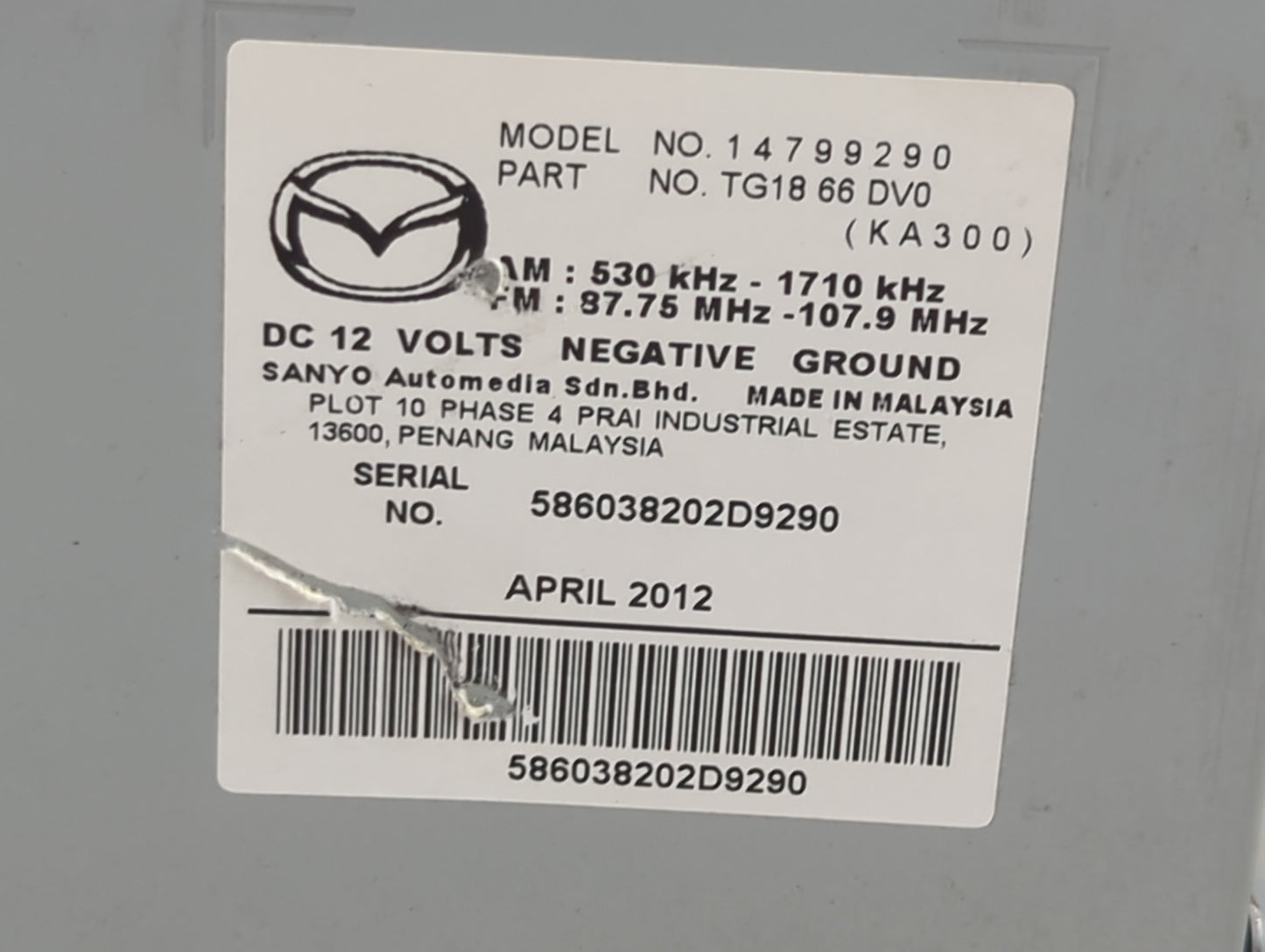2012 Mazda Cx-9 Information Display Screen 1466089 - Oemusedautoparts1.com