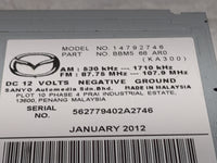 2012 Mazda Mazda3 Radio AM FM Cd Player Receiver Replacement P/N:BBM566AR0 14792746 Fits OEM Used Auto Parts - Oemusedautopa