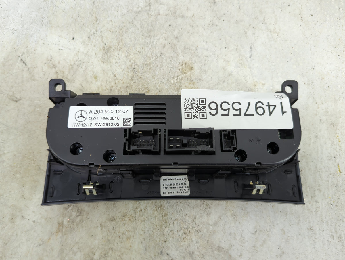 2012 Mercedes-Benz C-Class Climate Control Module Temperature AC/Heater Replacement P/N:A2049001207 Fits Fits 2013 2014 2015