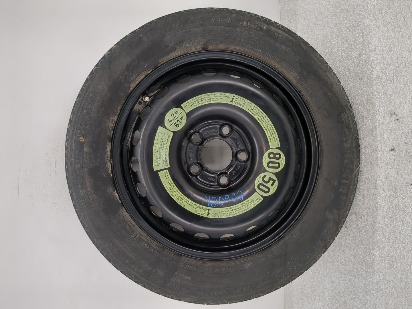 2012 Mercedes-benz C230 Spare Donut Tire Wheel Rim Oem - Oemusedautoparts1.com
