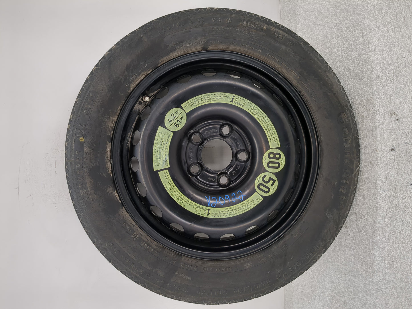 2012 Mercedes-benz C230 Spare Donut Tire Wheel Rim Oem - Oemusedautoparts1.com