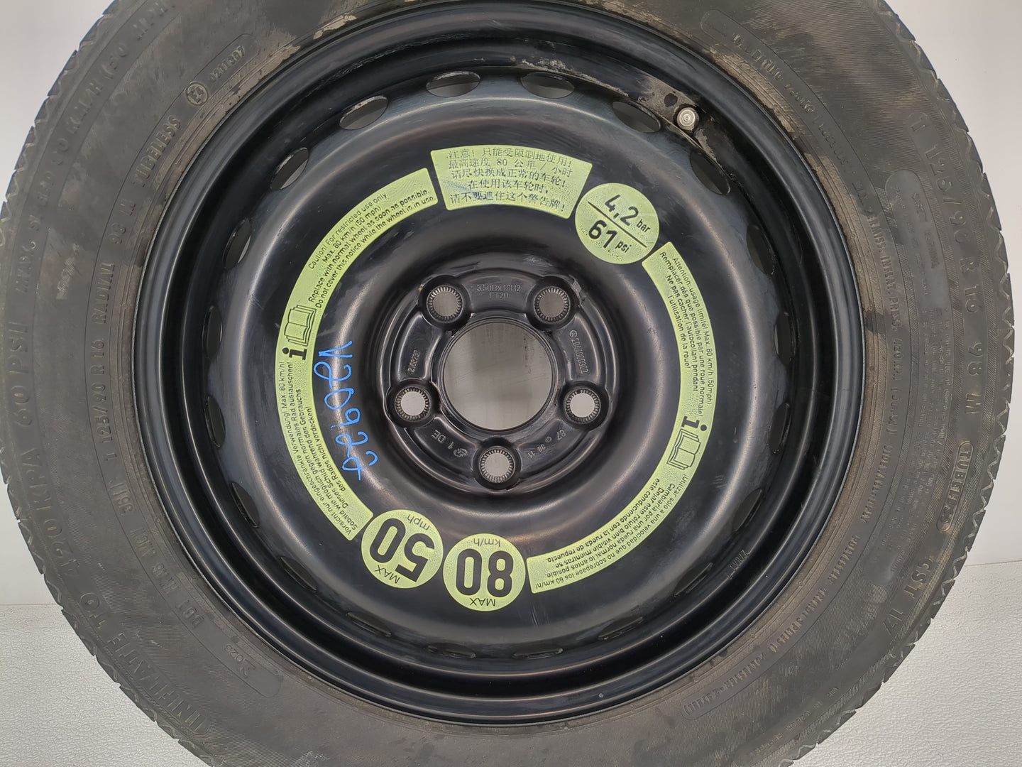 2012 Mercedes-benz C230 Spare Donut Tire Wheel Rim Oem - Oemusedautoparts1.com