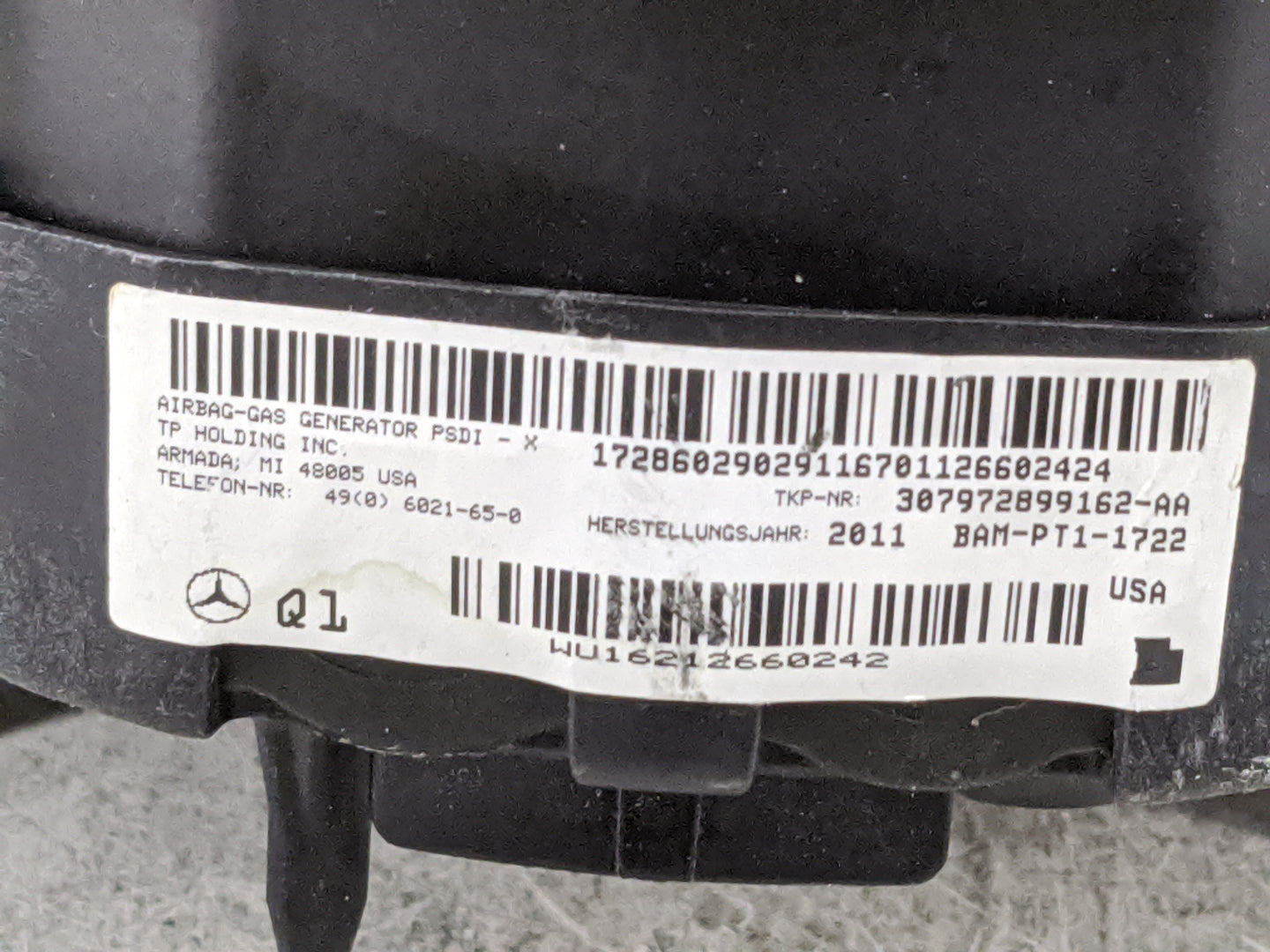 2012-2013 Mercedes-benz C250 Air Bag Driver Left Steering Wheel Mounted 1477479 - Oemusedautoparts1.com