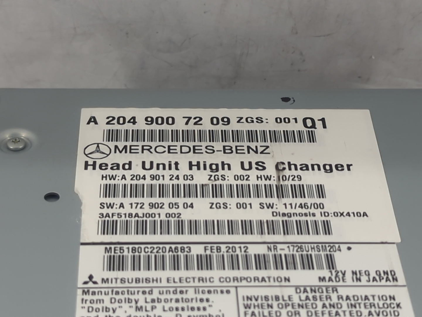 2013 Mercedes-Benz C250 Radio AM FM Cd Player Receiver Replacement P/N:A2049007209 A2049012403, A1729020504, 3AF518AJ001 Fit