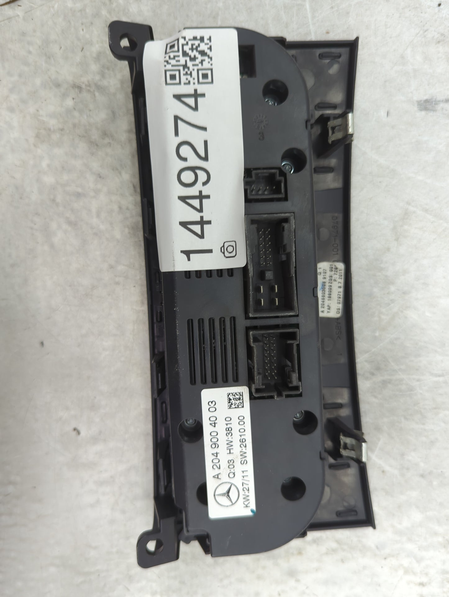 2012 Mercedes-Benz C300 Climate Control Module Temperature AC/Heater Replacement P/N:A 204 900 40 03 Fits Fits 2013 OEM Used