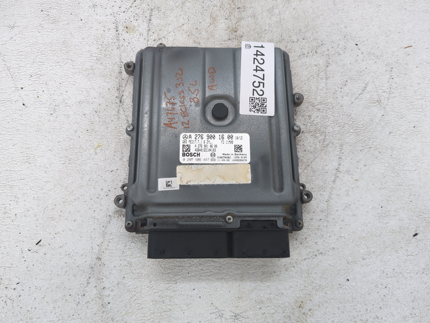 2012 Mercedes-Benz E-Class PCM Engine Control Computer ECU ECM PCU OEM P/N:A 276 900 16 00 A 276 901 06 00, 0 261 S06 497 Fi