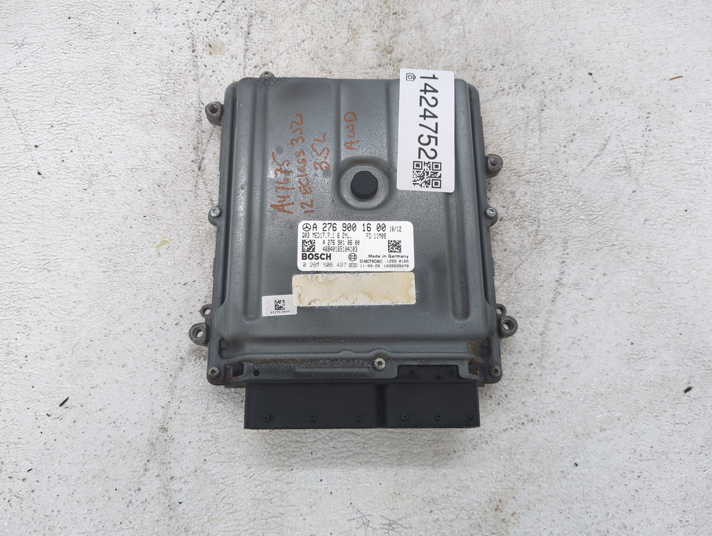 2012 Mercedes-Benz E-Class PCM Engine Control Computer ECU ECM PCU OEM P/N:A 276 900 16 00 A 276 901 06 00, 0 261 S06 497 Fi