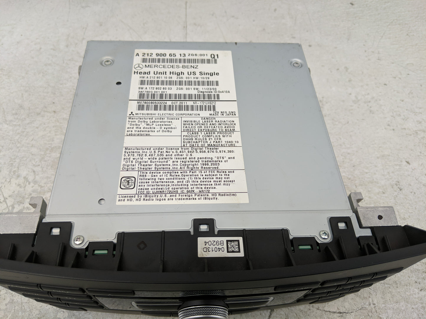 2012 Mercedes-Benz E350 Radio AM FM Cd Player Receiver Replacement P/N:A 212 900 65 13 Fits OEM Used Auto Parts - Oemusedaut