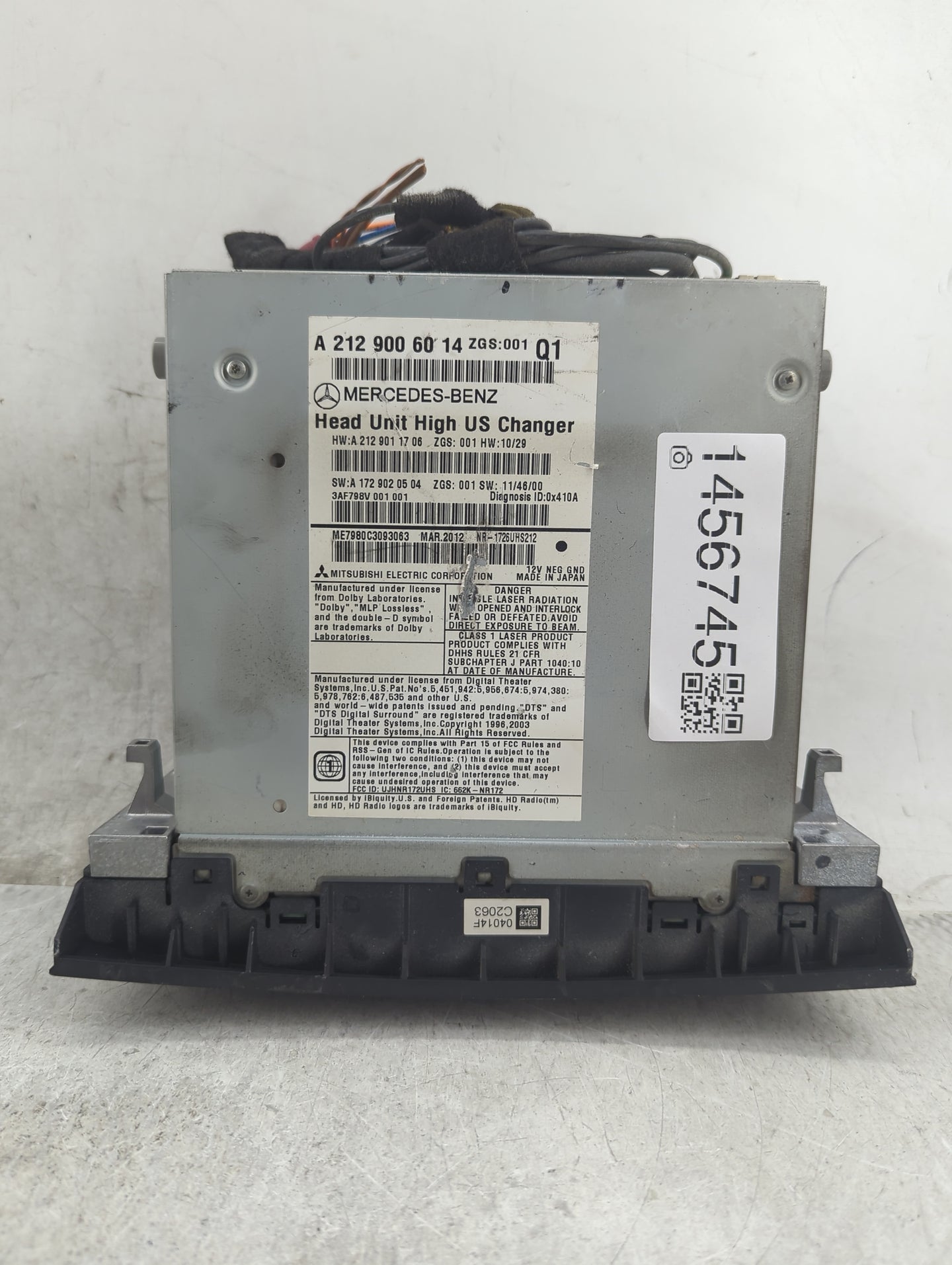2012 Mercedes-Benz E350 Radio AM FM Cd Player Receiver Replacement P/N:A2129006014 A2129011706, A1729020504 Fits OEM Used Au