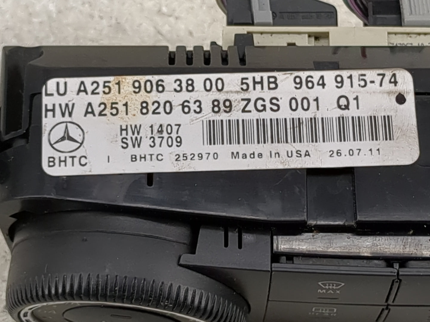 2010-2012 Mercedes-Benz Gl450 Climate Control Module Temperature AC/Heater Replacement P/N:A251 820 63 89 A251 906 38 00 Fit