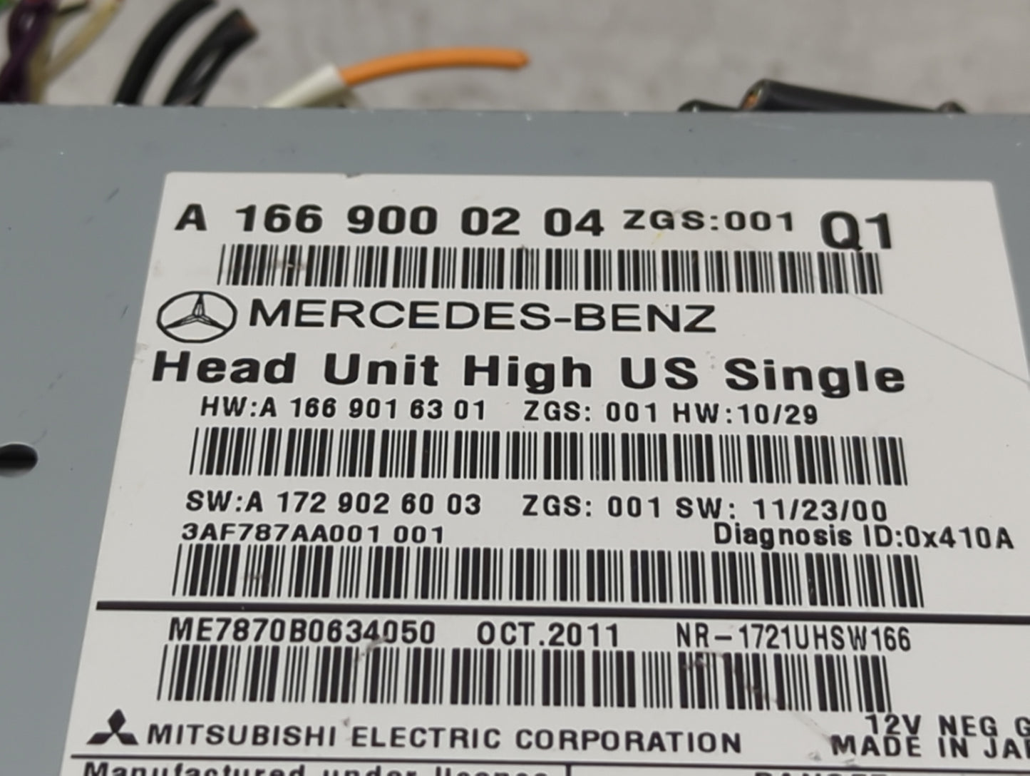2012 Mercedes-Benz Ml350 Radio AM FM Cd Player Receiver Replacement P/N:A1669000204 A1669016301, A1729026003, 3AF787AA001 Fi