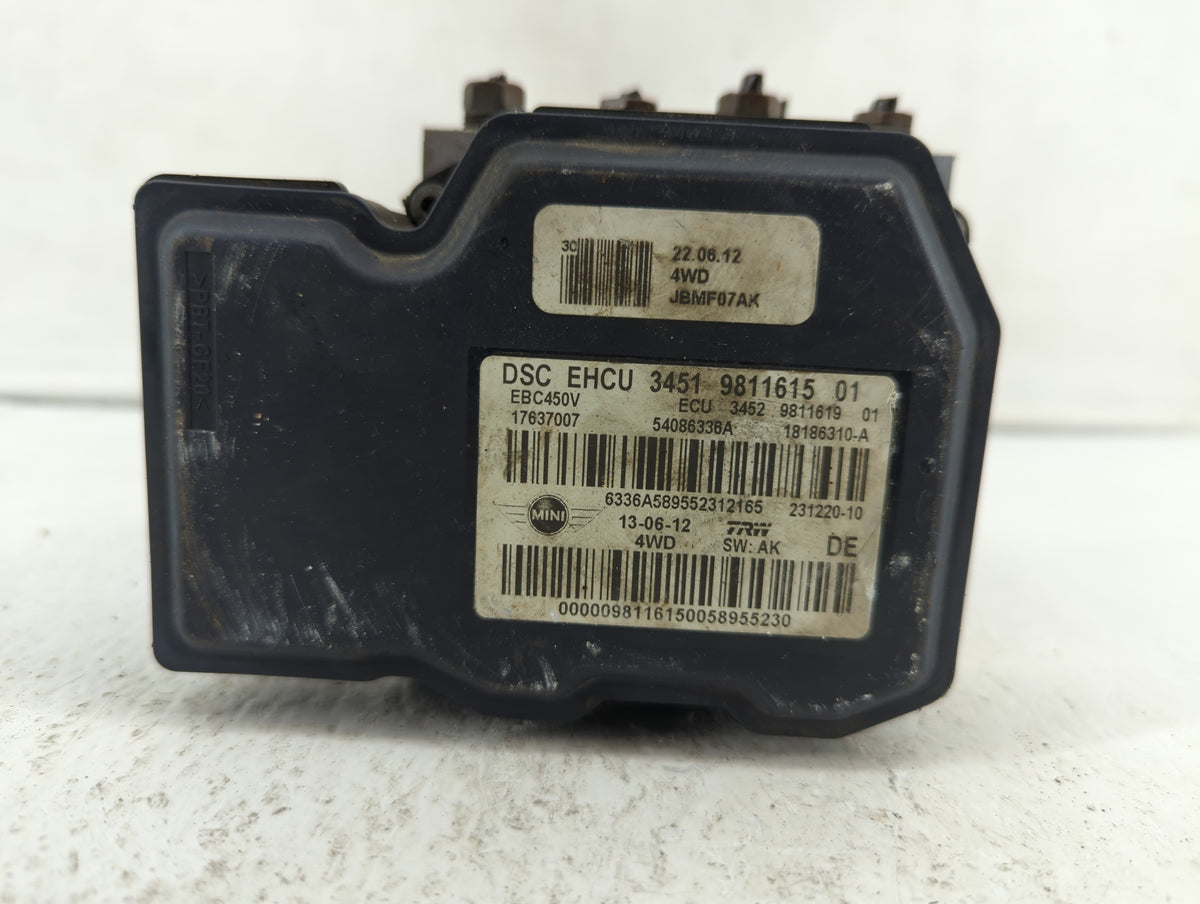 2012 Mini Cooper Countryman Anti-Lock Brake ABS Pump Module Actuator OEM P/N:3451 9811615 3451 6796703 Fits OEM Used Auto Pa
