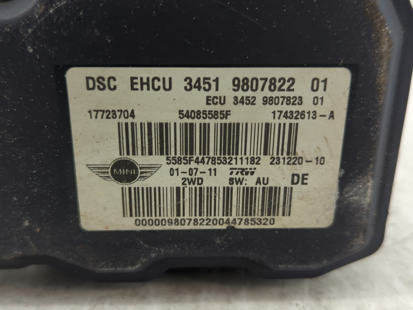2011-2012 Mini Cooper Countryman ABS Pump Control Module Replacement P/N:3451 9807822 01 Fits Fits 2011 2012 OEM Used Auto P