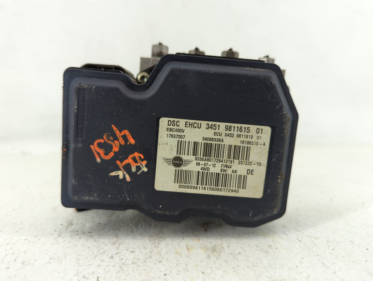2012 Mini Cooper Countryman Anti-Lock Brake ABS Pump Module Actuator OEM P/N:3451 9808313 3451 9811615, 3451 6796703 Fits OE
