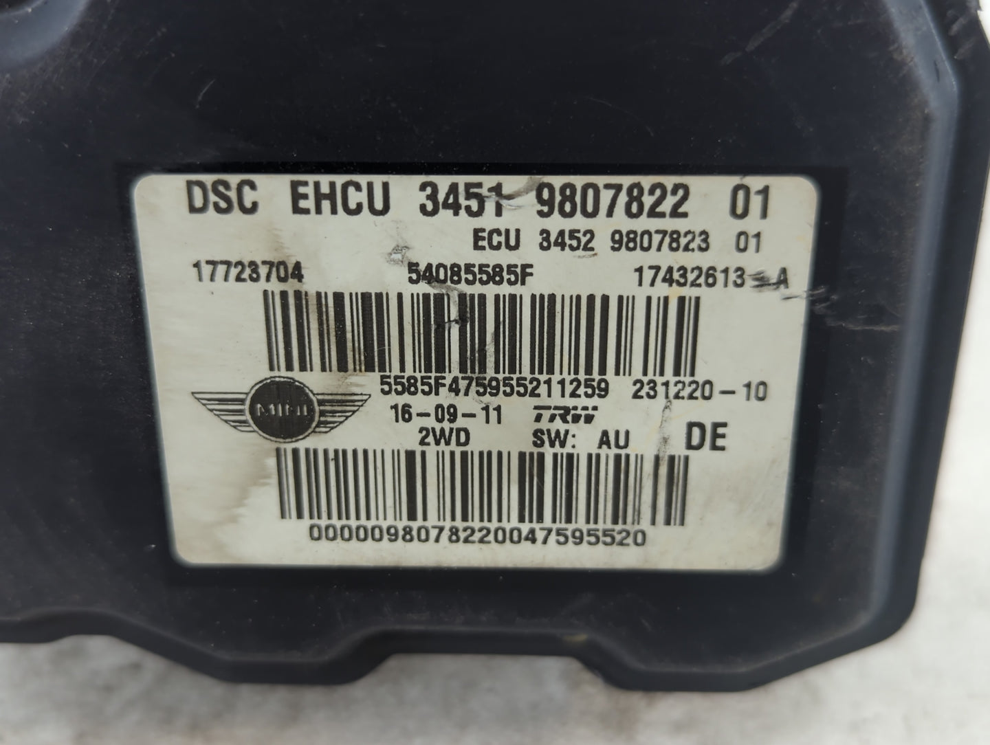 2011-2012 Mini Cooper Countryman ABS Pump Control Module Replacement P/N:3451 9807822 01 Fits Fits 2011 2012 OEM Used Auto P