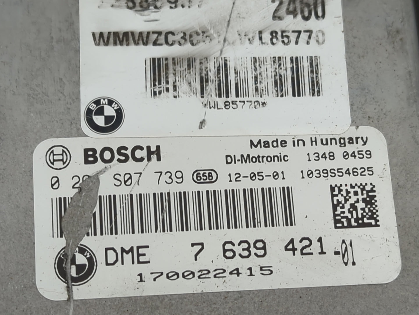 2012 Mini Countryman PCM Engine Control Computer ECU ECM PCU OEM P/N:0261S07739, DME 7 639 421-01, 7639421-01, 1039S54625 Fi