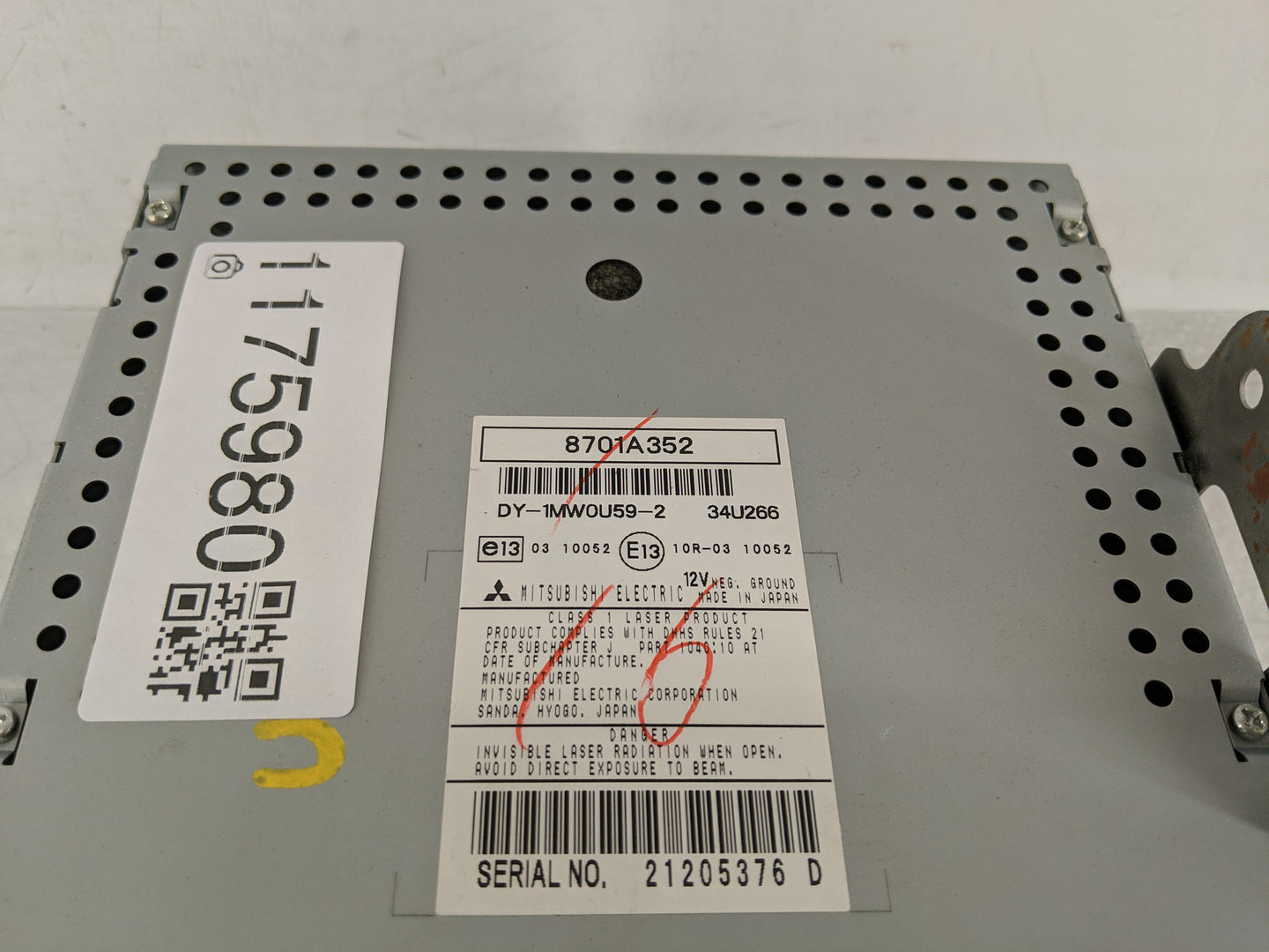 2008-2015 Mitsubishi Lancer Radio AM FM Cd Player Receiver Replacement P/N:8701A352 Fits OEM Used Auto Parts - Oemusedautopa