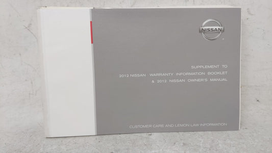 2012 Nissan Altima Owners Manual Book Guide OEM Used Auto Parts