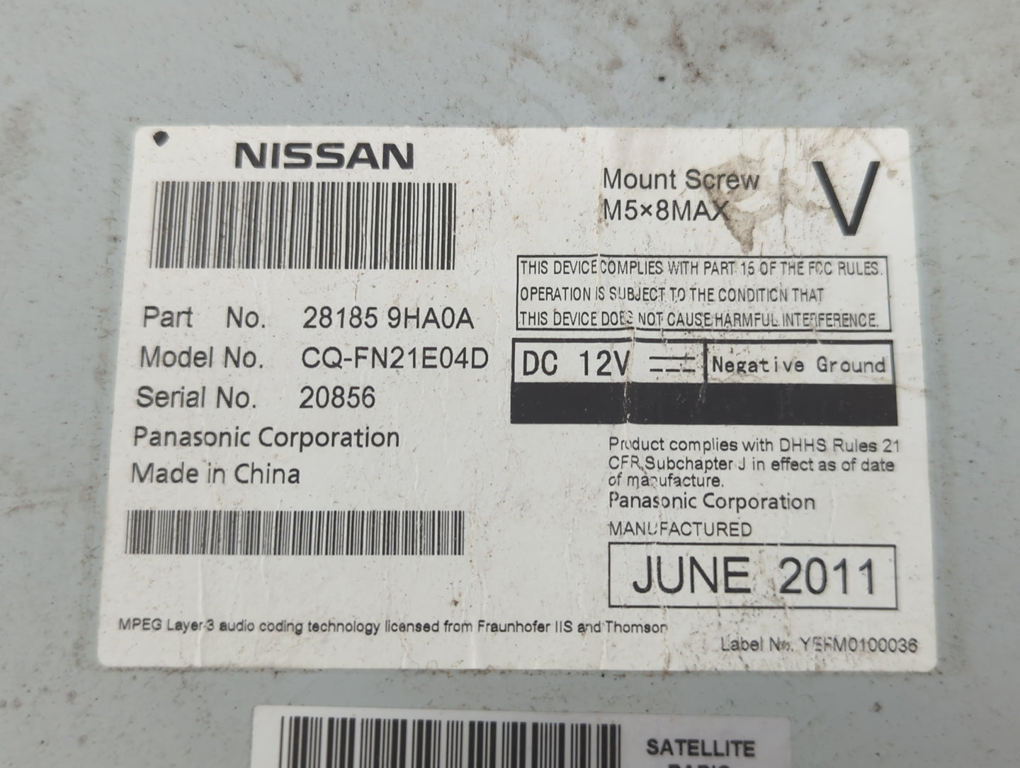 2010-2013 Nissan Altima Am Fm Cd Player Radio Receiver - Oemusedautoparts1.com