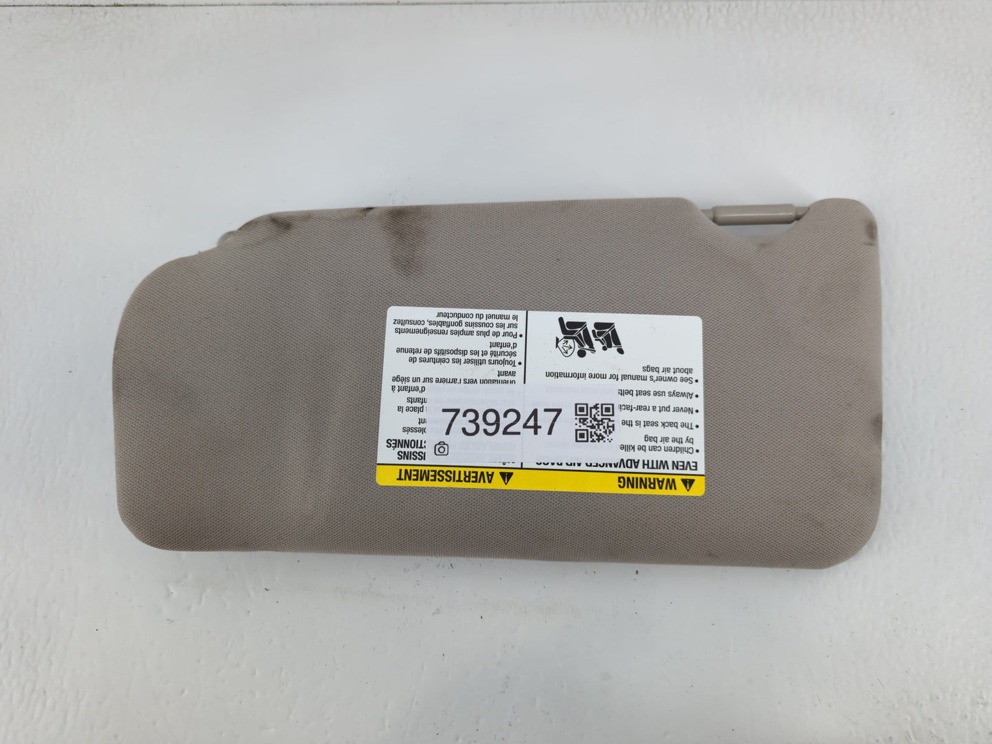 2010-2012 Nissan Altima Sun Visor Shade Replacement Passenger Right Mirror Fits Fits 2010 2011 2012 OEM Used Auto Parts - Oe