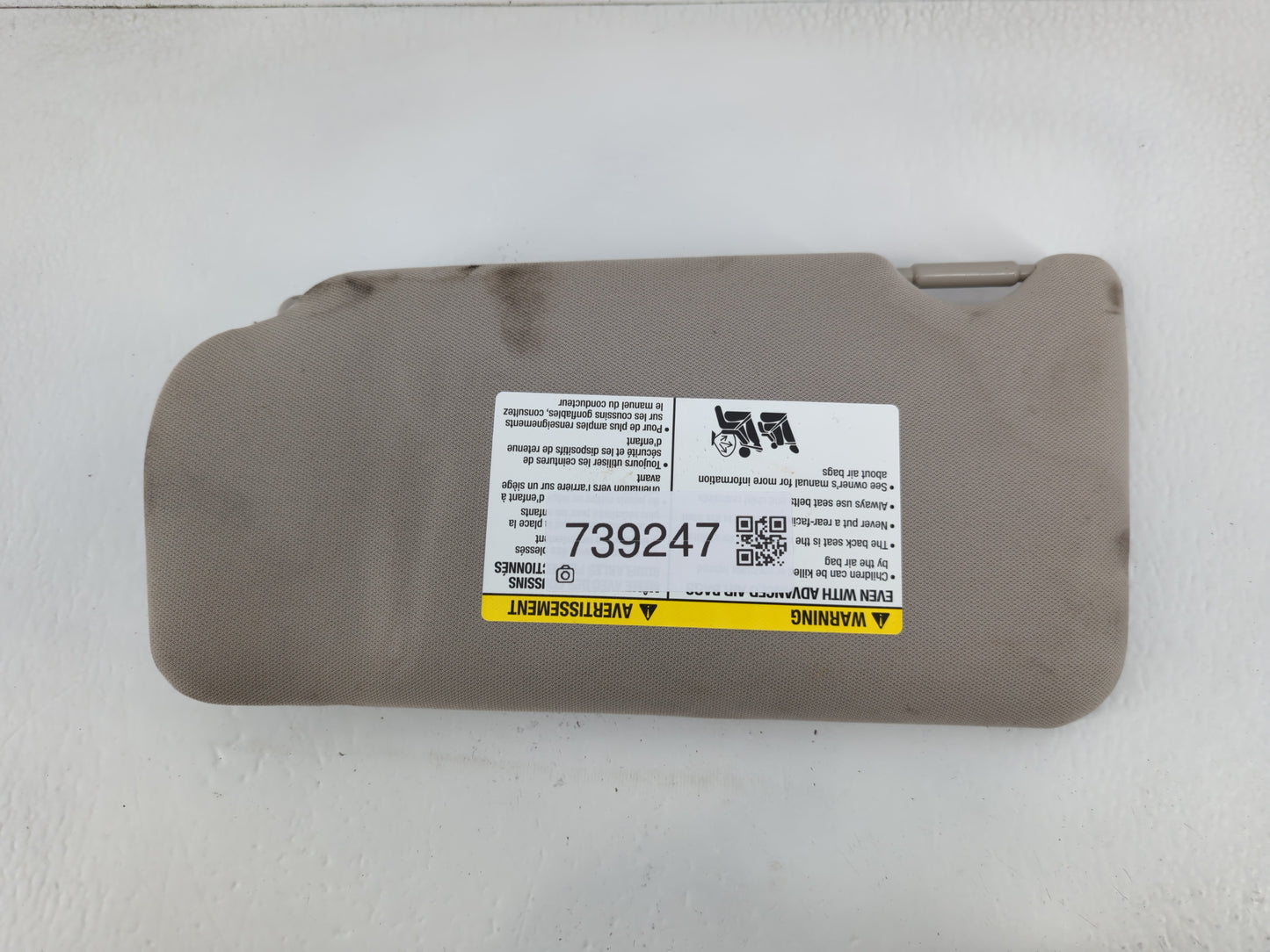 2010-2012 Nissan Altima Sun Visor Shade Replacement Passenger Right Mirror Fits Fits 2010 2011 2012 OEM Used Auto Parts - Oe