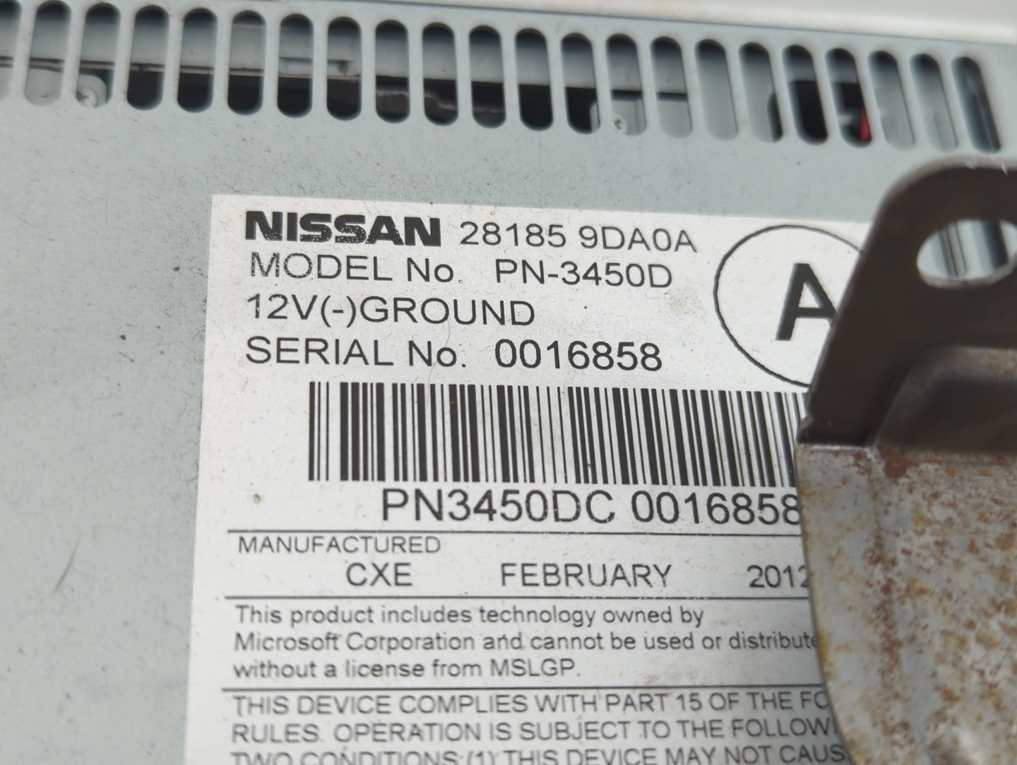 2012-2014 Nissan Maxima Radio AM FM Cd Player Receiver Replacement P/N:28185 9DA0A Fits Fits 2012 2013 2014 OEM Used Auto Pa
