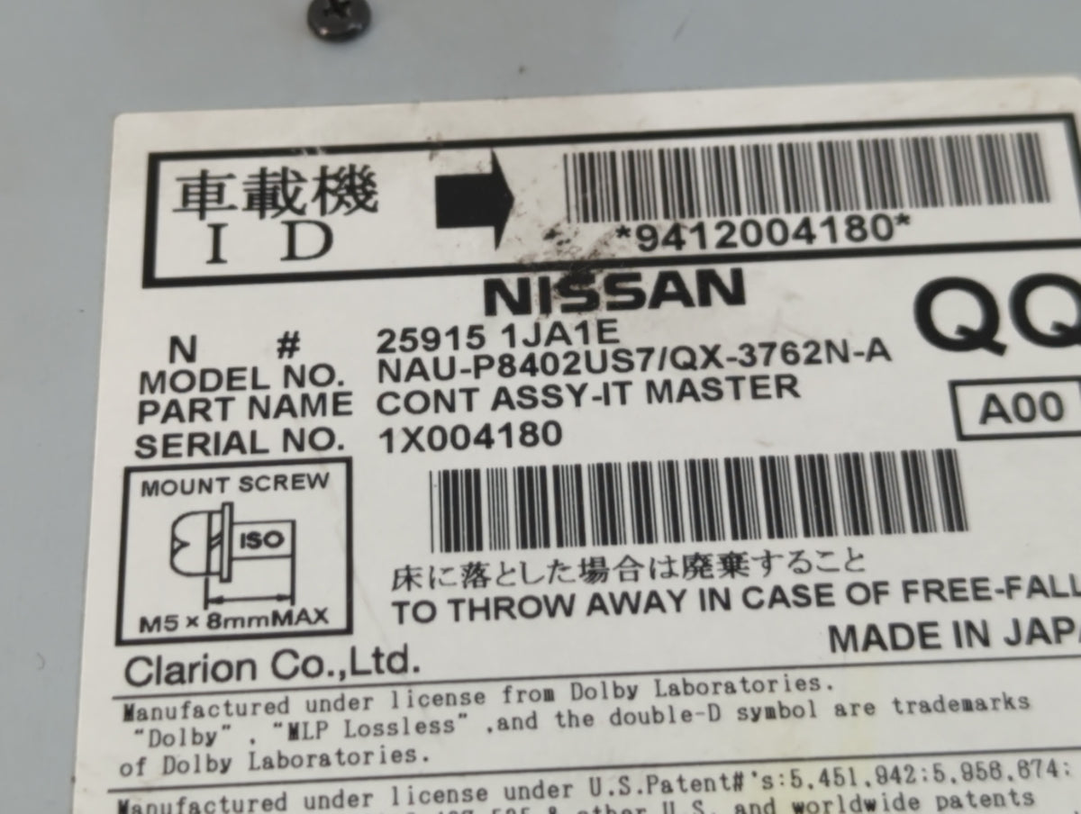 2012-2013 Nissan Maxima Am Fm Cd Player Radio Receiver 761156 - Oemusedautoparts1.com