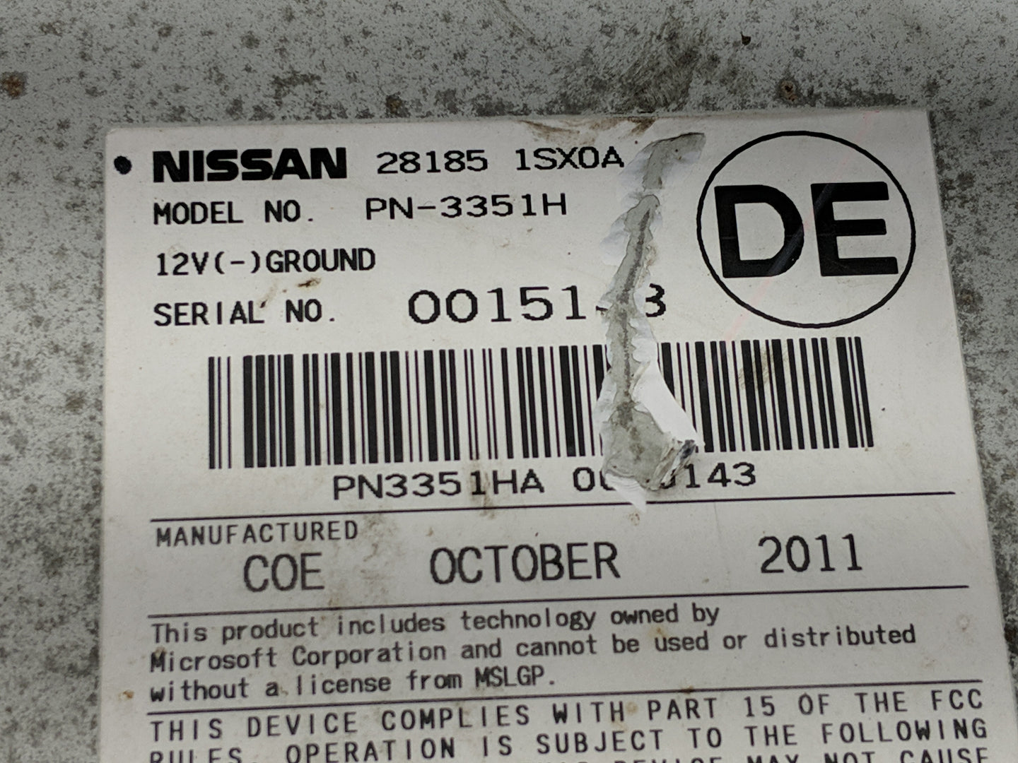 2011-2014 Nissan Murano Radio AM FM Cd Player Receiver Replacement P/N:28185 1SX0A Fits Fits 2011 2012 2013 2014 OEM Used Au