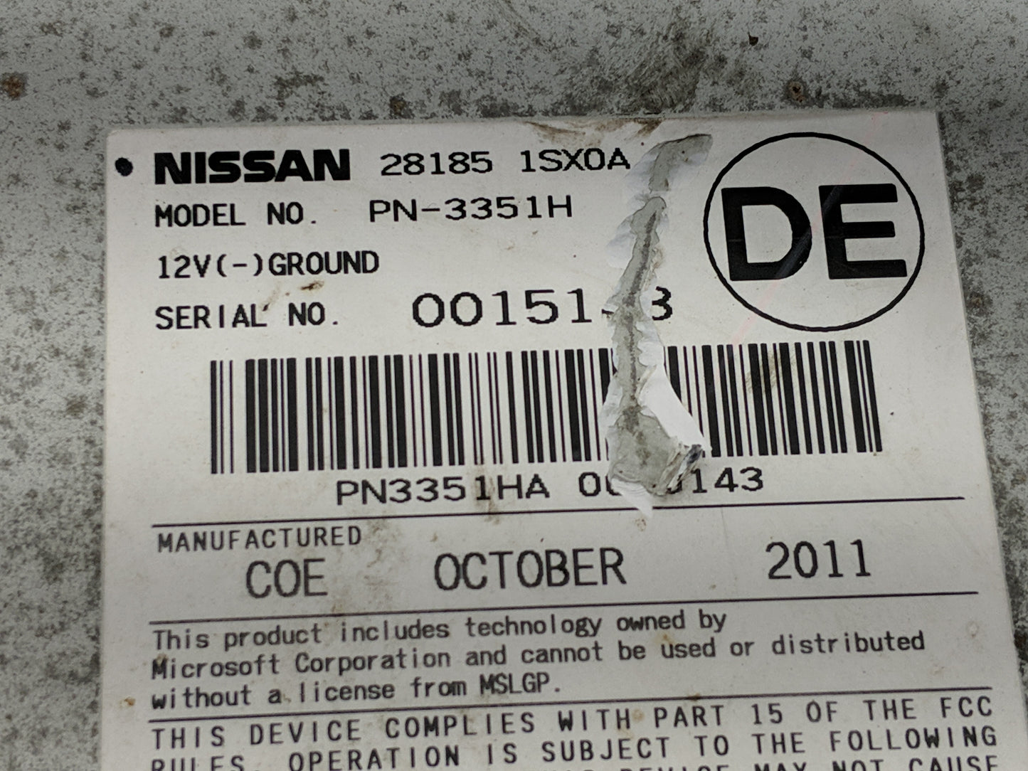 2011-2014 Nissan Murano Radio AM FM Cd Player Receiver Replacement P/N:28185 1SX0A Fits Fits 2011 2012 2013 2014 OEM Used Au