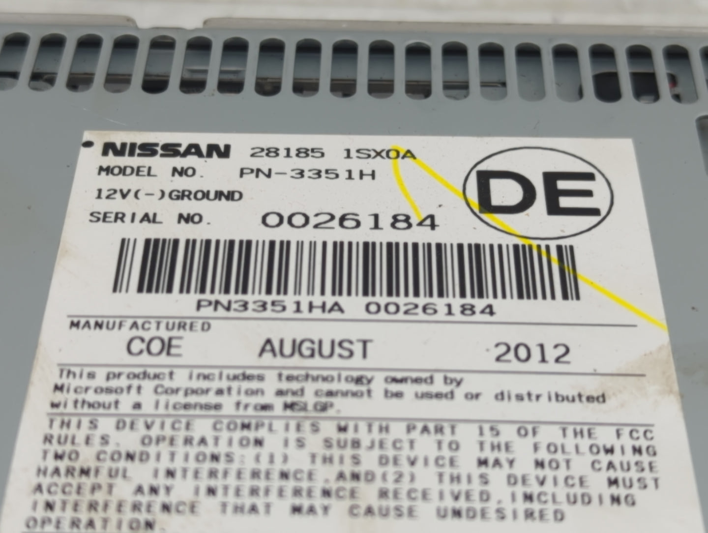 2011-2014 Nissan Murano Radio AM FM Cd Player Receiver Replacement P/N:28185 1SX0A Fits Fits 2011 2012 2013 2014 OEM Used Au