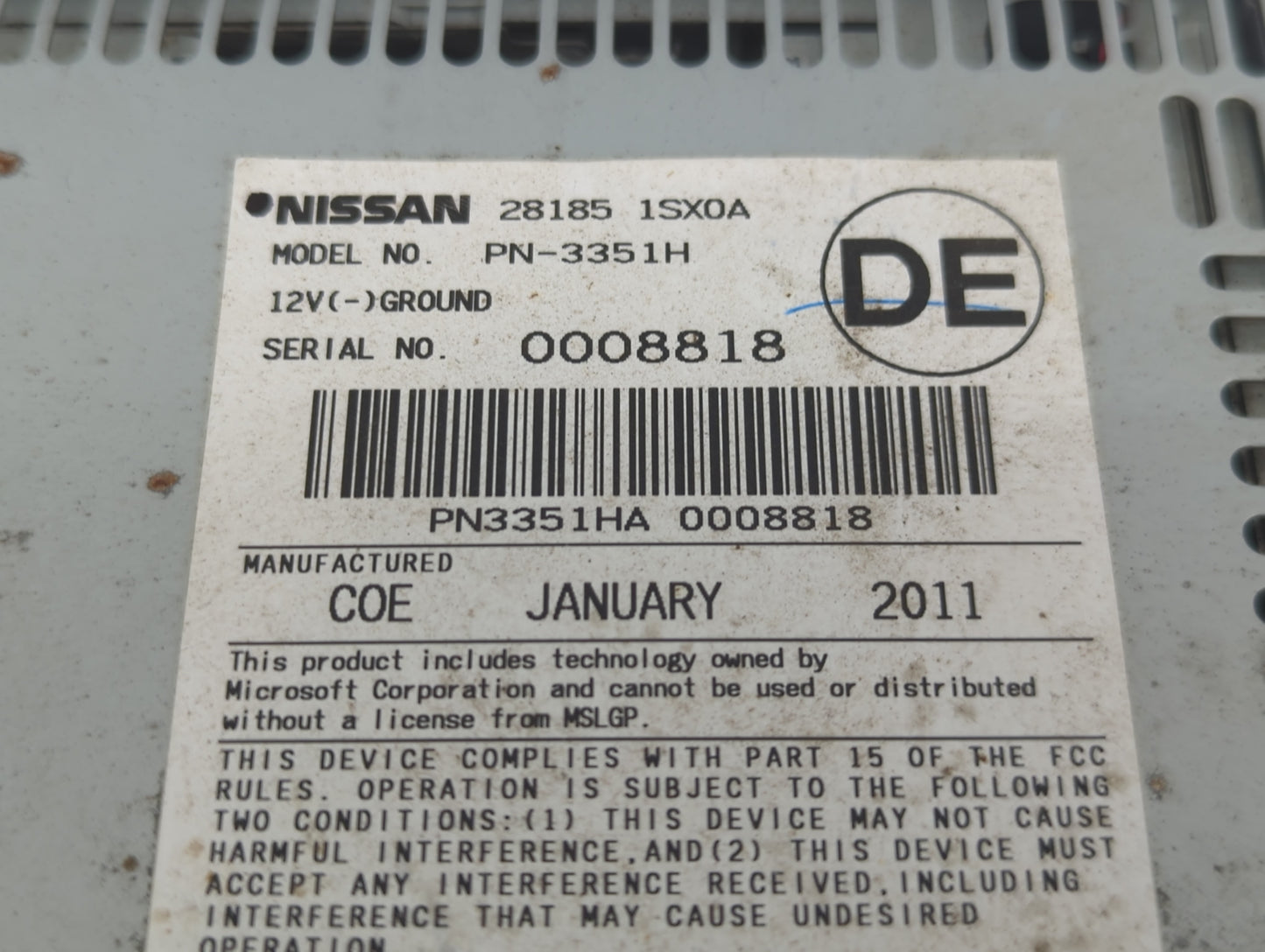 2011-2014 Nissan Murano Radio AM FM Cd Player Receiver Replacement P/N:281851SX0A PN-3351H Fits Fits 2011 2012 2013 2014 OEM