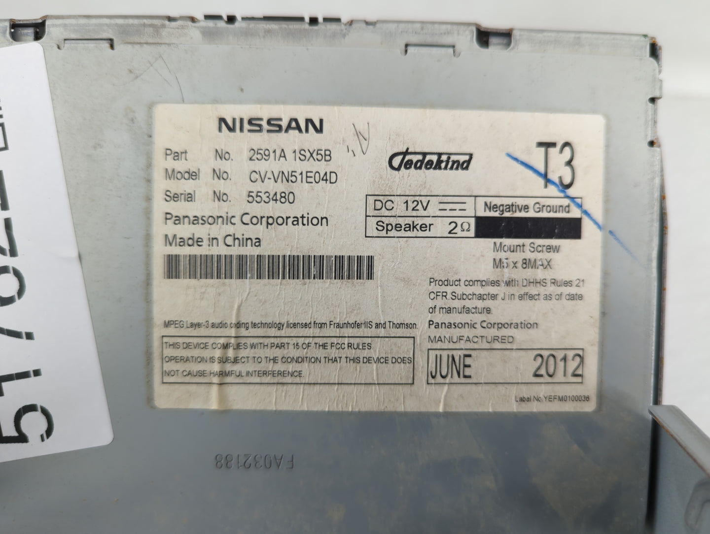 2012-2014 Nissan Murano Am Fm Cd Player Radio Receiver - Oemusedautoparts1.com