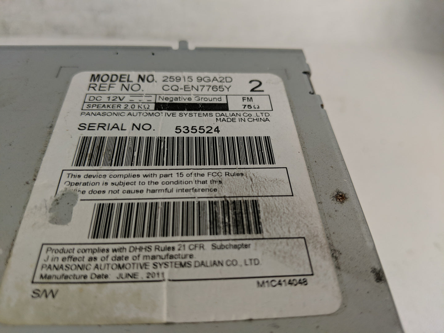 2008-2012 Nissan Pathfinder Radio AM FM Cd Player Receiver Replacement P/N:25915 9GA2D Fits Fits 2008 2009 2010 2011 2012 OE