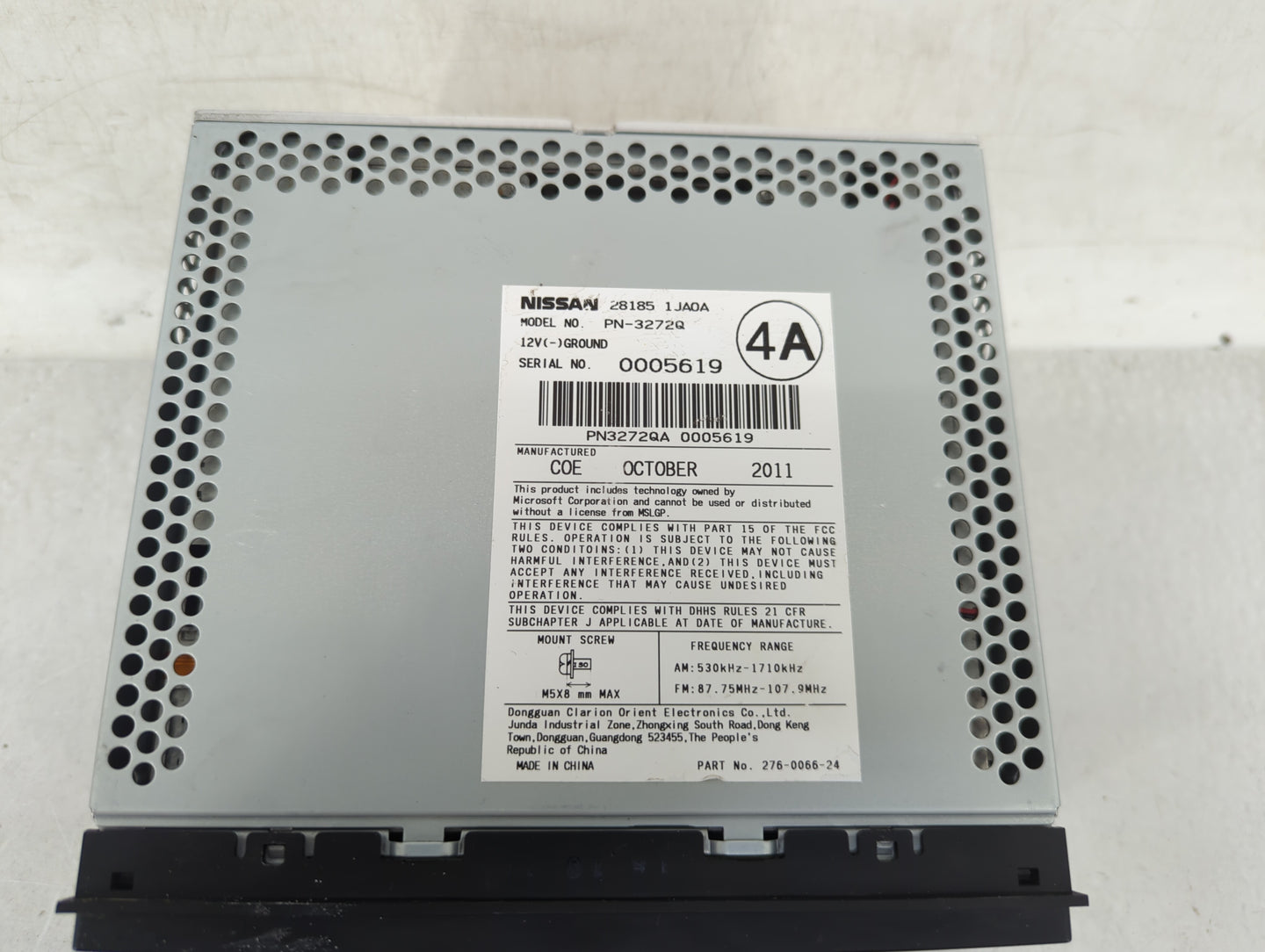 2012 Nissan Quest Radio AM FM Cd Player Receiver Replacement P/N:28185-1JA0A Fits OEM Used Auto Parts - Oemusedautoparts1.co